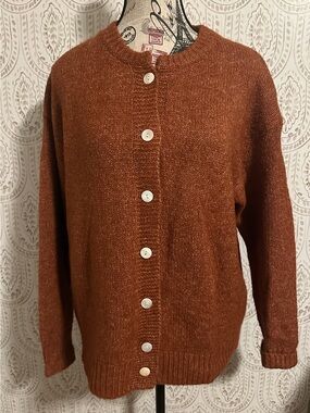 Amazon Women's Burnt Orange Button-Up Knit Cardigan